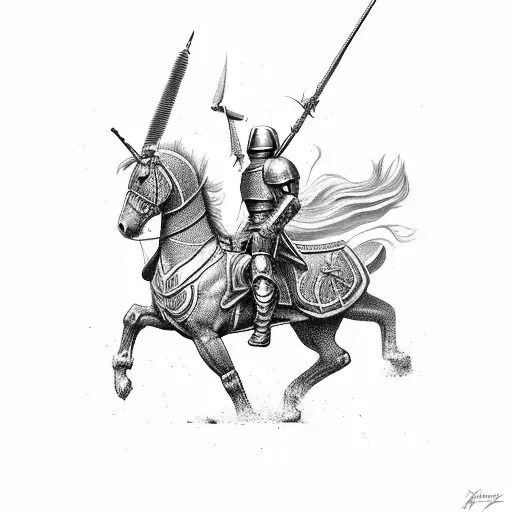 Trojan soldier on a horse tattoo design idea