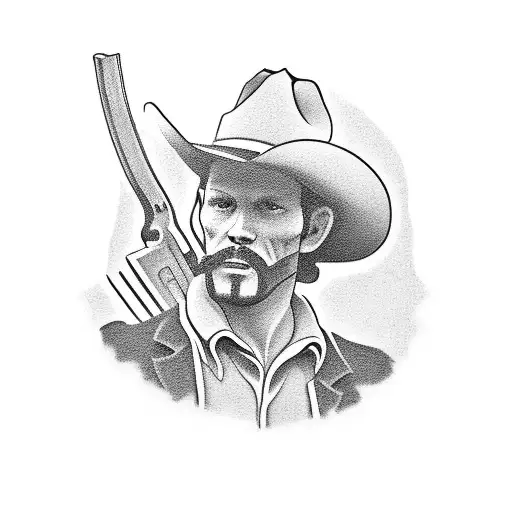 cowboy silhouette by a single grave tattoo design idea