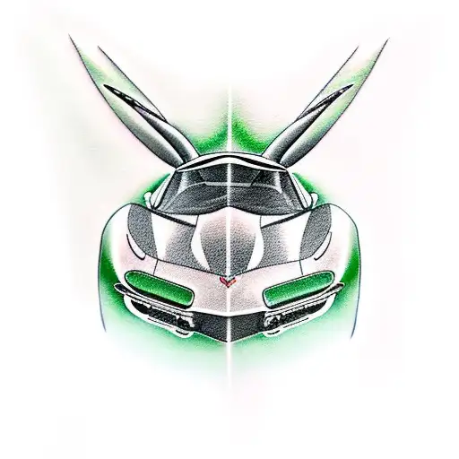 Green 1967 Corvette Stingray with dent in fender tattoo design idea
