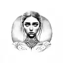 name : Arya with caligraphy of game of throne  tattoo design idea