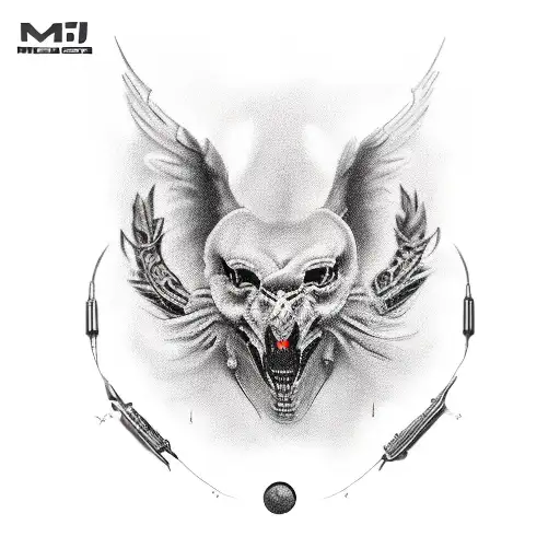 In in black, citystreet, man in black tie tattoo design idea