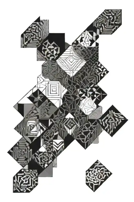 Shapes and Squares gradient from light to dark tattoo design idea