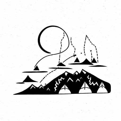 Fjord and aurora borealis  tattoo design idea