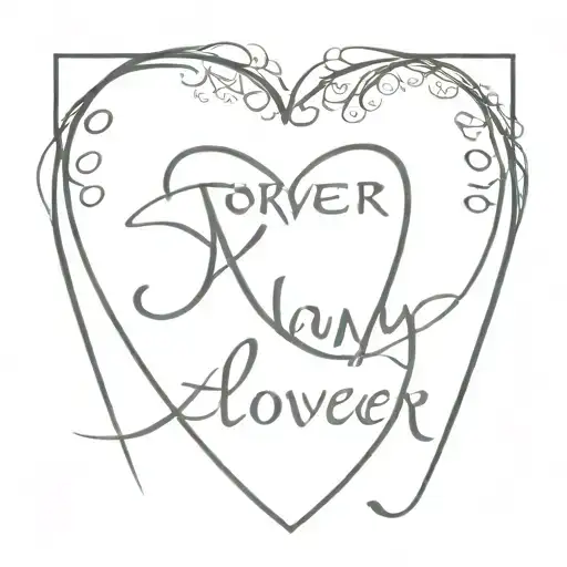 The words "Forever and Always" with some sort of love symbol tattoo design idea