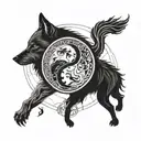Two wolves intertwined in a yin-yang symbol, representing balance and harmony tattoo design idea