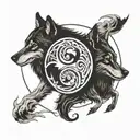 Two wolves intertwined in a yin-yang symbol, representing balance and harmony tattoo design idea