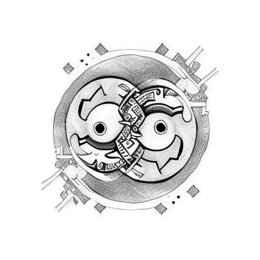 Ying and yang with acid house smiley face inside tattoo design idea