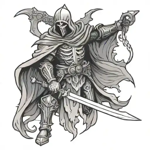 reaper in knight armour tattoo design idea