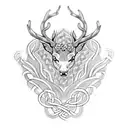 Intricate Celtic knotwork design incorporating the stag and oak tree tattoo design idea