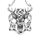 Intricate Celtic knotwork design incorporating the stag and oak tree tattoo design idea