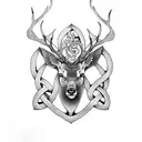 Intricate Celtic knotwork design incorporating the stag and oak tree tattoo design idea