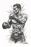 A boxer's silhouette throwing a powerful punch, capturing the essence of determination tattoo design idea