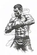 A boxer's silhouette throwing a powerful punch, capturing the essence of determination tattoo design idea