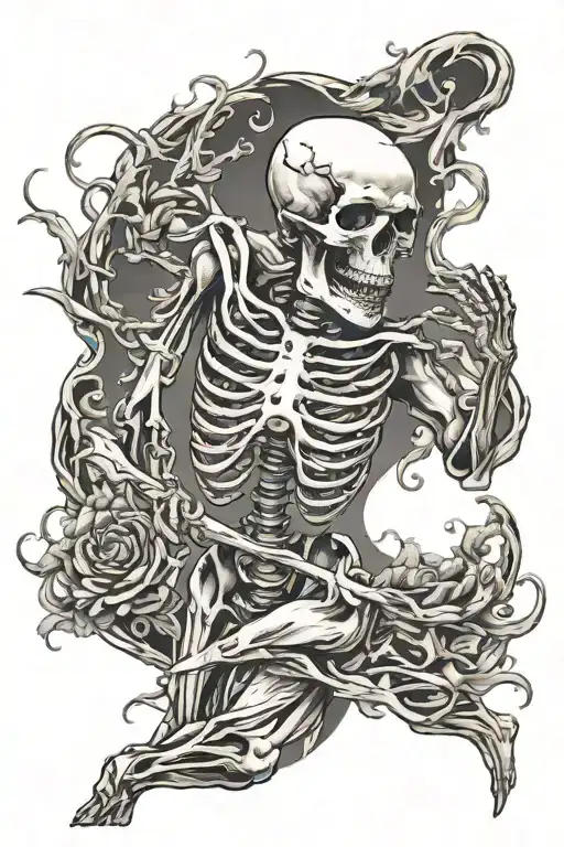Death dancing with life tattoo design idea