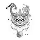Capricorn, neptune, cat  tattoo design idea