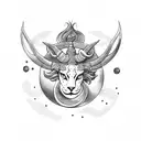 Capricorn, neptune, cat  tattoo design idea