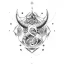 Capricorn, neptune, cat  tattoo design idea