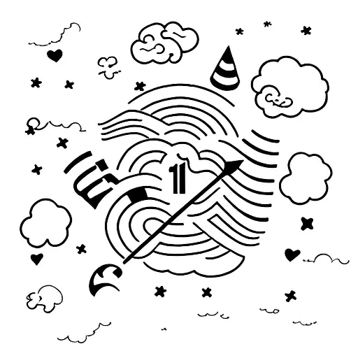 clouds with 11:11 numbers  tattoo design idea
