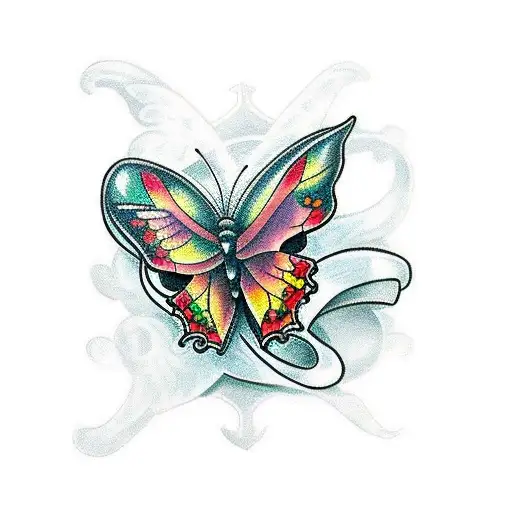 Butterfly and cross tattoo design idea