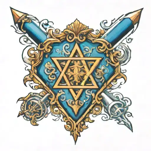 Israel map worior sward David shield  tattoo design idea
