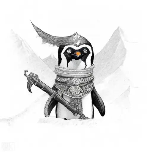 penguin warrior tattoo design idea