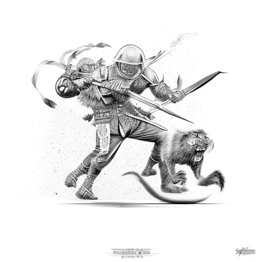 Two fighters in a fierce battle tattoo design idea