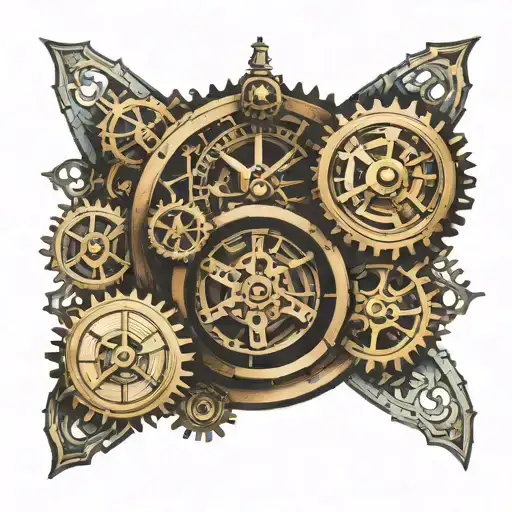 steampunk clock gears tattoo design idea
