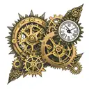 steampunk clock gears tattoo design idea