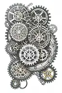 steampunk clock gears tattoo design idea