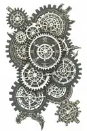 steampunk clock gears tattoo design idea