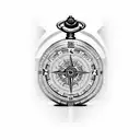 Pocket Watch with compass and broken  tattoo design idea