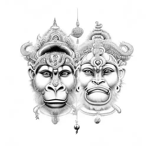 hanuman and sun god tattoo design idea