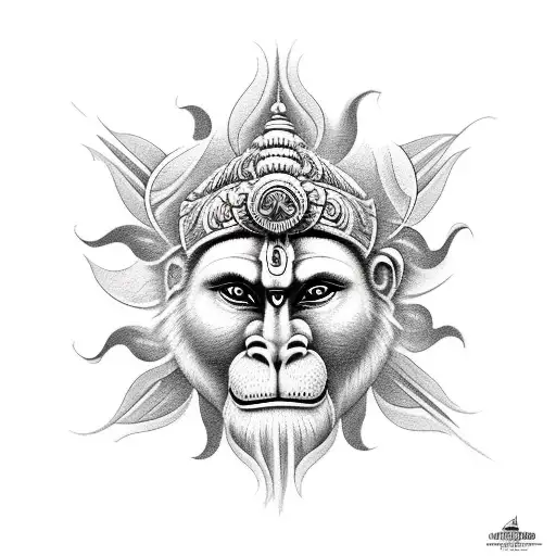 hanuman and sun god tattoo design idea