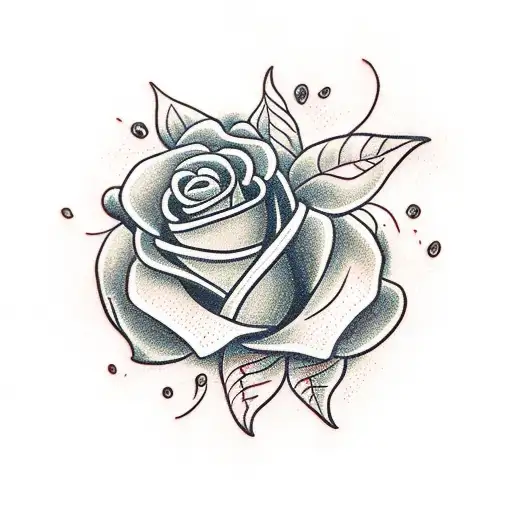 Red and white roses with vines tattoo design idea