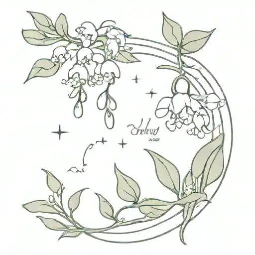 Lily of the valley and lavender moon and stars tattoo design idea
