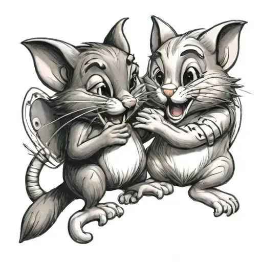tom and jerry hug each other tattoo design idea