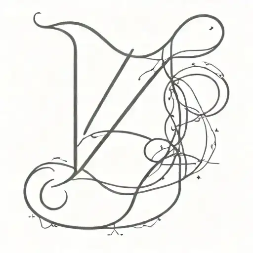 the letter K, smaller letters A, H, M and C around tattoo design idea
