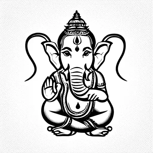 ganesha with names "Raju" and "Balu" inscribed tattoo design idea