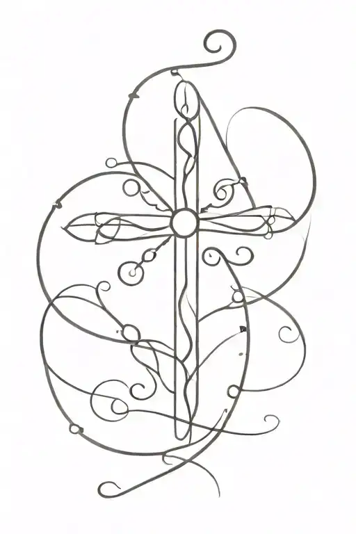 infinity cross with ladybug  tattoo design idea