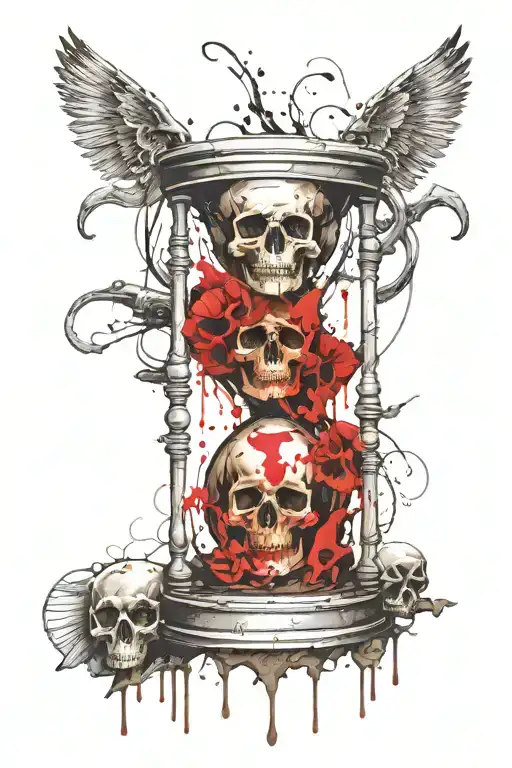 hourglass with skulls showing the transience of life tattoo design idea