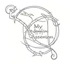 lyrics that say 'my redemption eternal ascension' tattoo design idea