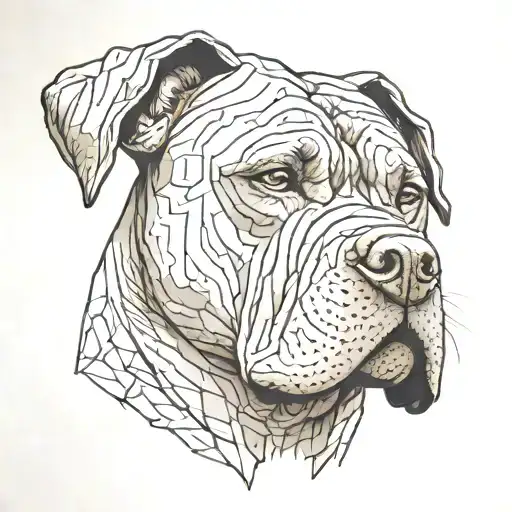 cane corso minimal 3d tattoo design idea