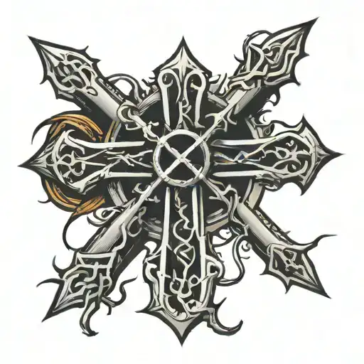 Cross with crown of thorns  tattoo design idea