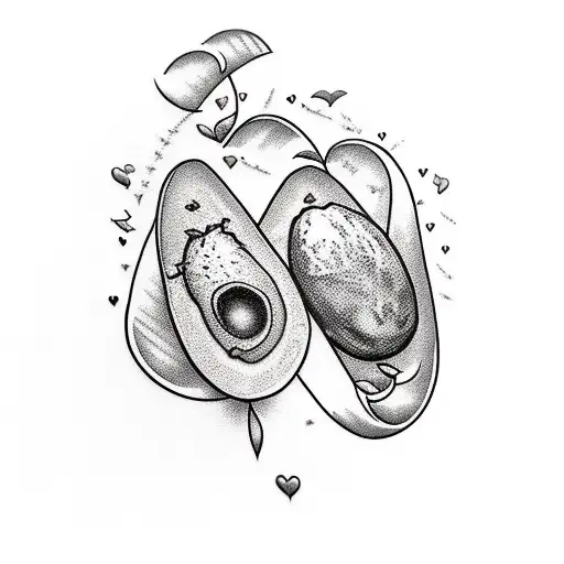 avocado and hearts tattoo design idea