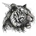 TSD below a bloody tiger face  tattoo design idea