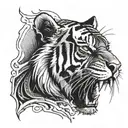 TSD below a bloody tiger face  tattoo design idea