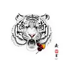 Tiger Cherry Blossom tattoo design idea