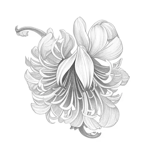 chrysanthemums, snowdrop, and iris  tattoo design idea