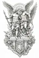 zeus and angel tattoo design idea