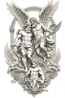 zeus and angel tattoo design idea
